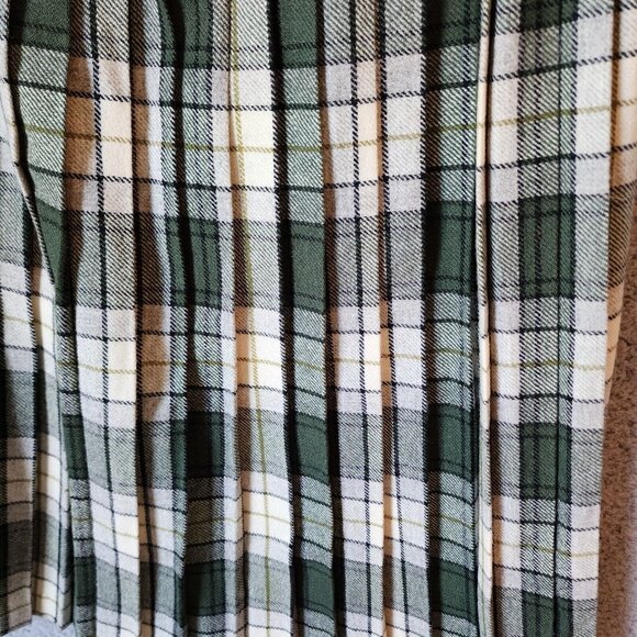 O’Neil Of Dublin Womens 100% Pure Wool Pleated Skirt Kilt White/Green Plaid 10 - Picture 10 of 13